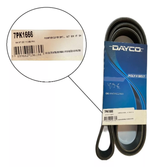 Dayco Poly-V Belt for Nissan Frontier 2.3 16V Engine - 7PK1666