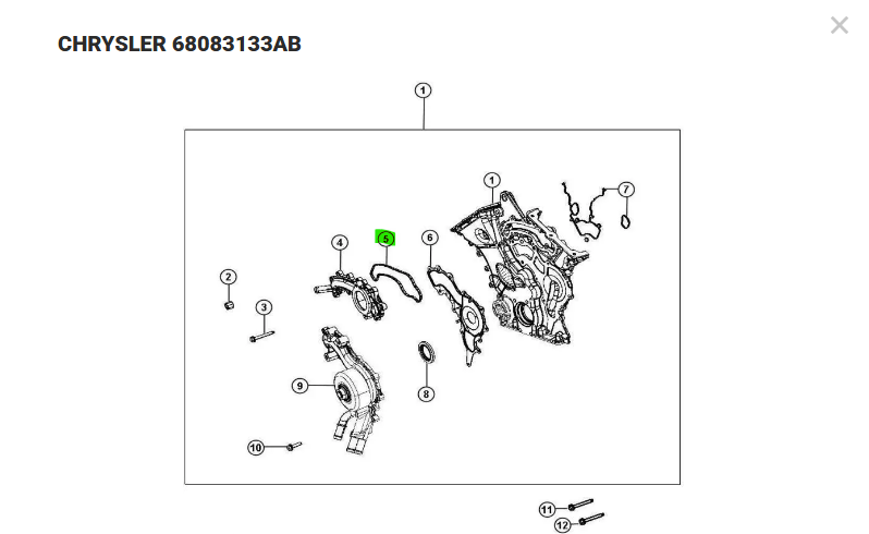 Junta Bomba D'água Jeep Wrangler 3.6 V6 2011